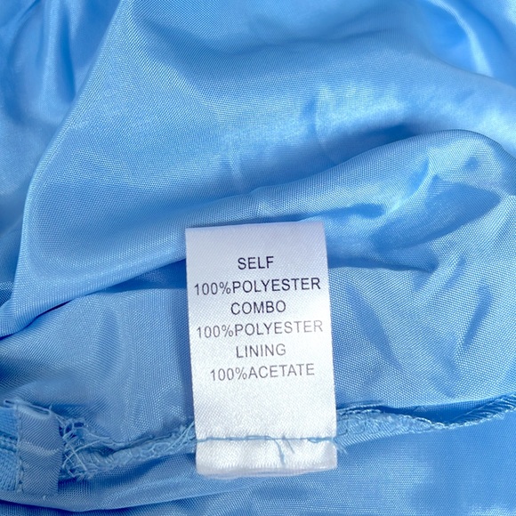 DAVIDS BRIDAL Blue Grecian Sleeveless V Neck Embroidered Midi Prom Dress 4 NWOT - Picture 12 of 12